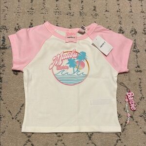 Forever 21 Malibu Barbie Pink and White Tee